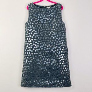J. Crew Crewcuts Silver Metallic Polka Dot and Gray Shift Dress Size: 14
